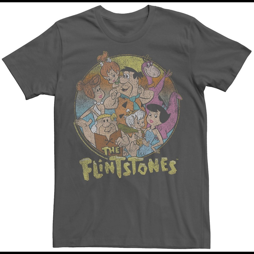 Men's Flinstones Distress Circle Retro
Groupshot Tee